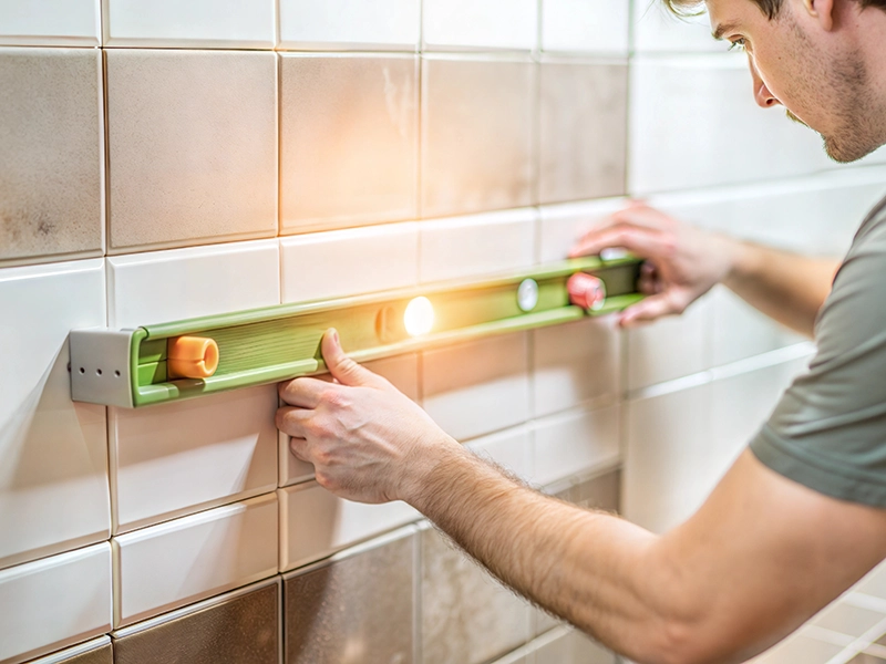 タイル張りに使う水平器